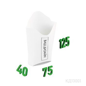 Коробка для картоплі фрі 75х40х125 мм, з вашим дизайном КД13001 фото
